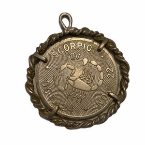 Vintage Scorpio zodiac coin charm pendant